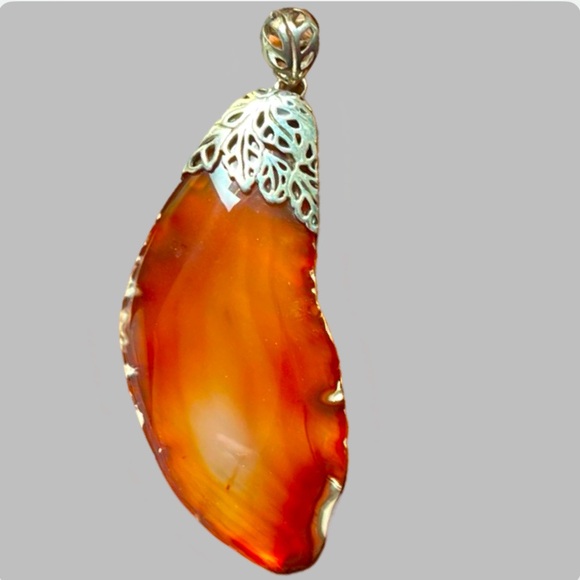 ‼️💥PRICE DROP ☄️ Beautiful Large Sterling Silver Pendant Carnelian Agate stone - Picture 3 of 11